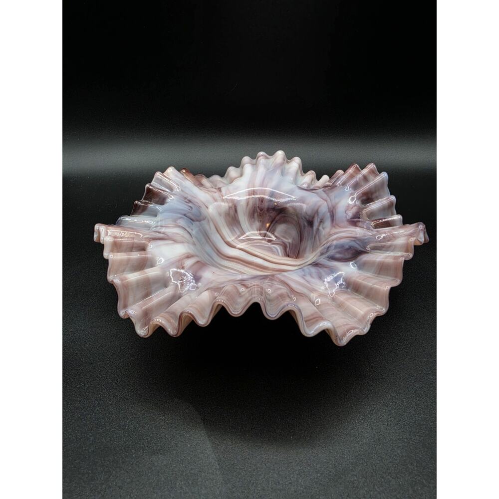 Antique Northwood Purple Slag Glass Ruffle Edge Bowl Floralore